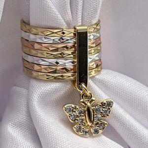 Ring 18K Gold Filled Tricolor Butterfly Semanario Ring Available Size 6,7,8.